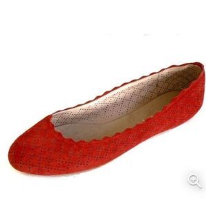 KELLY & KATIE PERFORATED SUEDE "WESLYNE" SIP ON BALLET FLAT SHOES